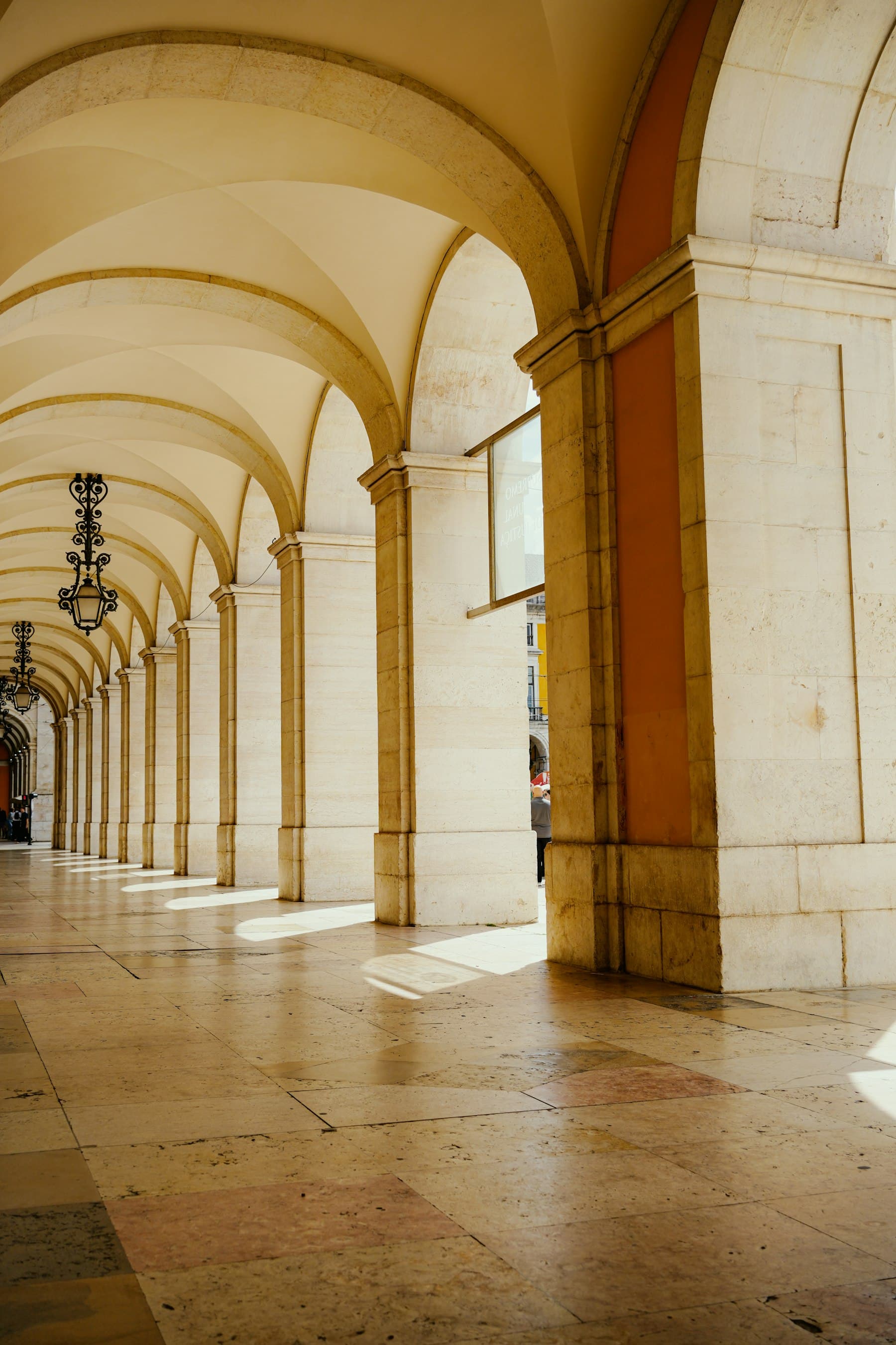 A long colonnade with arches