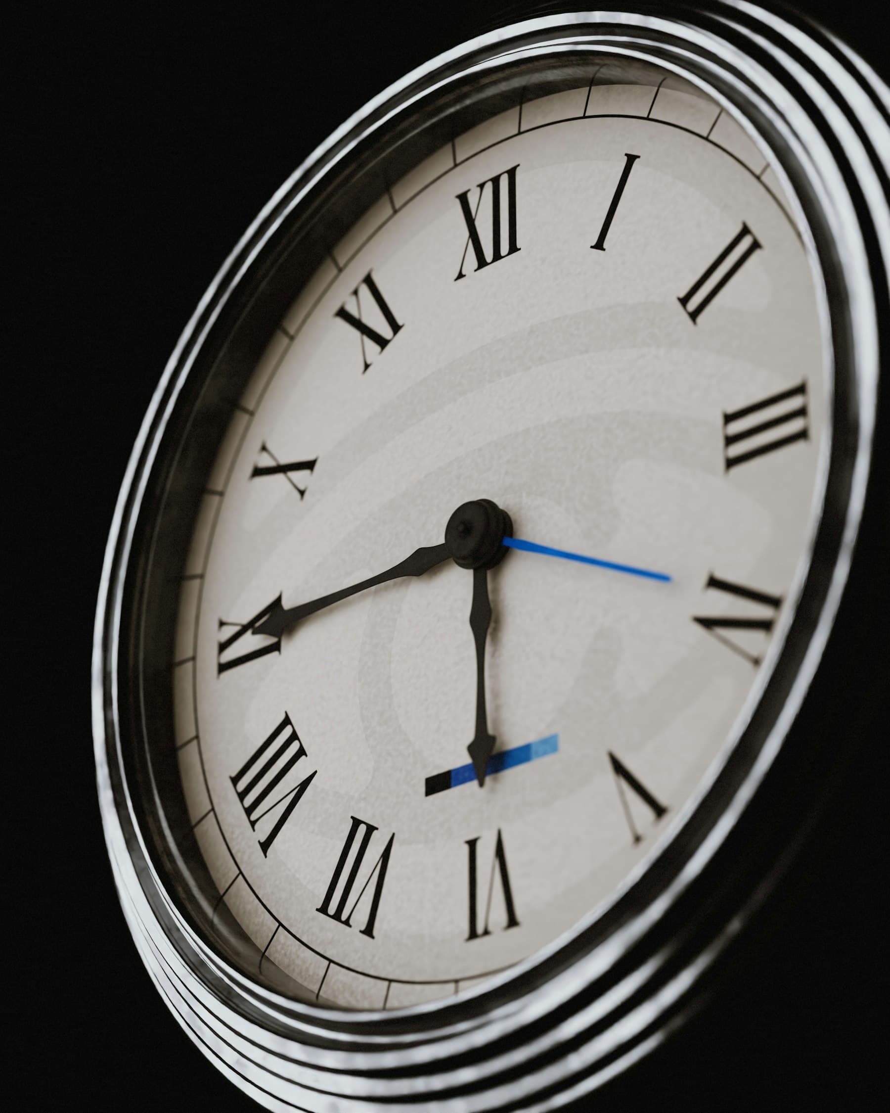 A clock face with Roman numerals