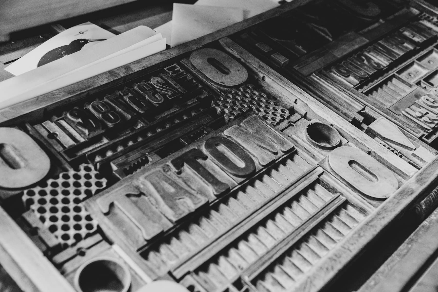Rows of printing type